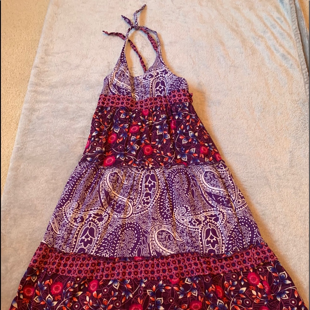 patterned halter maxi dress